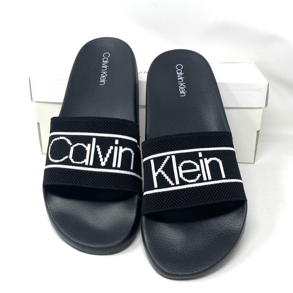 Calvin Klein Mens Sandal Slides CK Avyn Black Multi Texture Water Resistant Logo - Picture 4 of 8